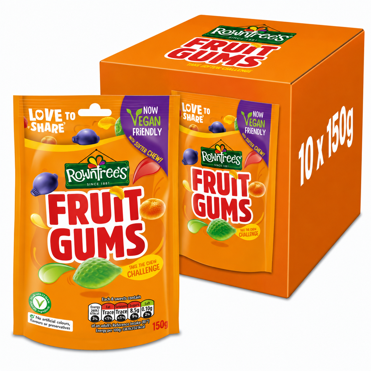 Rowntree's Fruit Gums (10 Pouch x 150g)