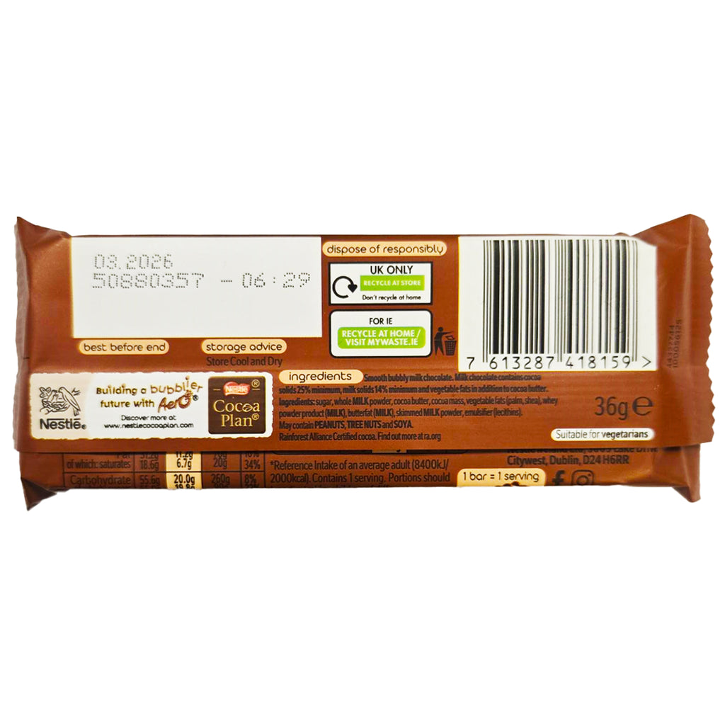 Nestle Aero Milk Bar 24ct (36g) (UK)
