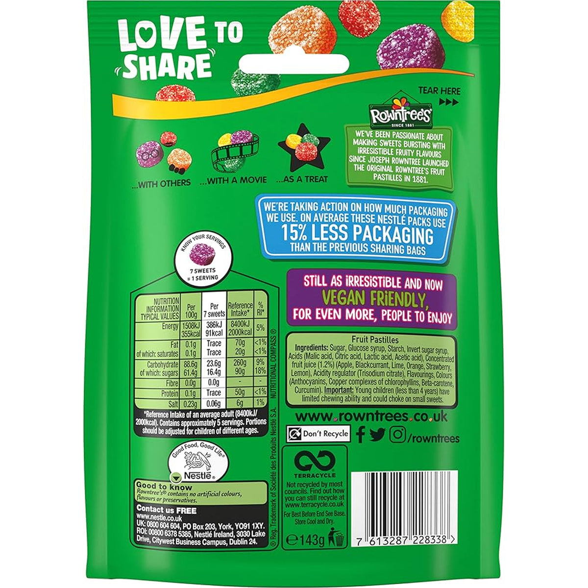 Rowntree's Fruit Pastilles Pouch (10 Pouch x 143g)