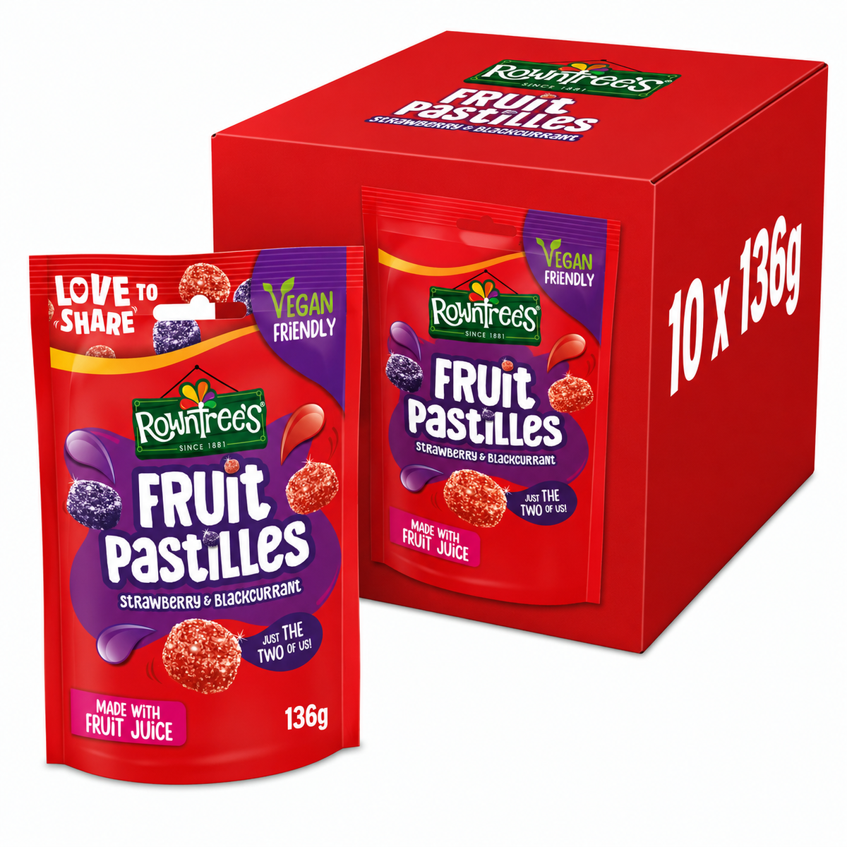 Rowntree's Fruit Pastilles Red and Black (10 Pouch x 143g)